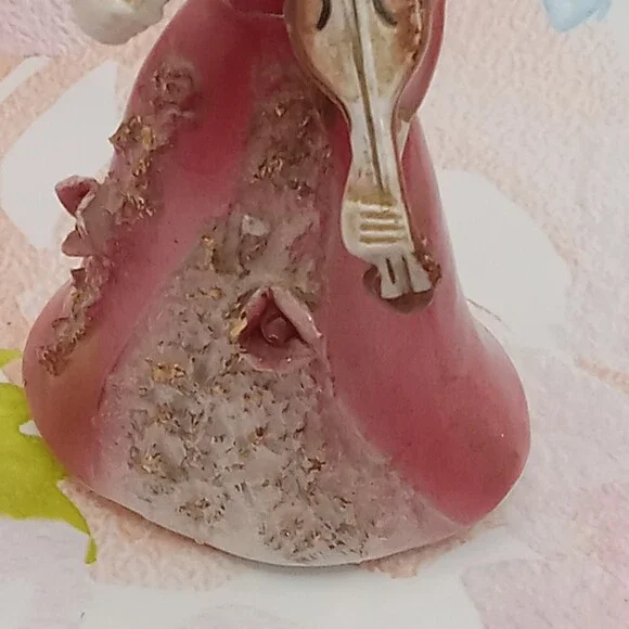 Victorian Lady in Pink Dress Playing Violin Figurine  Vintage Japan Ceramic 3D - Picture 7 of 12